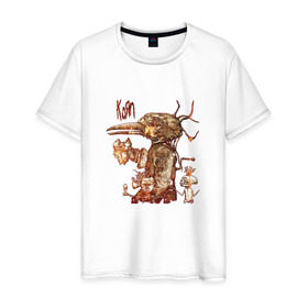 Мужская футболка хлопок с принтом Korn в Петрозаводске, 100% хлопок | прямой крой, круглый вырез горловины, длина до линии бедер, слегка спущенное плечо. | korn | metal | дэвис | корн | метал | рок