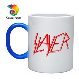 Кружка хамелеон с принтом Slayer logo в Петрозаводске, керамика | меняет цвет при нагревании, емкость 330 мл | alternative rock | pank | punk | rock | slayer | альтернативный рок | метал | панк | рок | слаер | тяжелая музыка | хард рок | хеви метал