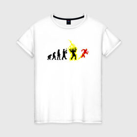 Женская футболка хлопок с принтом Эволюция Флеш в Петрозаводске, 100% хлопок | прямой крой, круглый вырез горловины, длина до линии бедер, слегка спущенное плечо | Тематика изображения на принте: flash