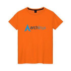 Женская футболка хлопок с принтом Arch Linux в Петрозаводске, 100% хлопок | прямой крой, круглый вырез горловины, длина до линии бедер, слегка спущенное плечо | linux | баш | линукс | ос