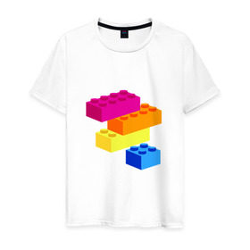 Мужская футболка хлопок с принтом Lego в Петрозаводске, 100% хлопок | прямой крой, круглый вырез горловины, длина до линии бедер, слегка спущенное плечо. | Тематика изображения на принте: кубики | лего