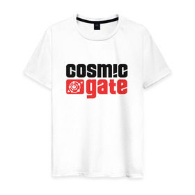 Мужская футболка хлопок с принтом Cosmic Gate в Петрозаводске, 100% хлопок | прямой крой, круглый вырез горловины, длина до линии бедер, слегка спущенное плечо. | cosmic gate | dj | house | trance