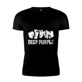 Мужская футболка премиум с принтом Deep Purple в Петрозаводске, 92% хлопок, 8% лайкра | приталенный силуэт, круглый вырез ворота, длина до линии бедра, короткий рукав | deep | deep purple | metal | purple | rock | trash metal | дип перпл | метал | металл | рок