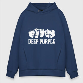 Мужское худи Oversize хлопок с принтом Deep Purple в Петрозаводске, френч-терри — 70% хлопок, 30% полиэстер. Мягкий теплый начес внутри —100% хлопок | боковые карманы, эластичные манжеты и нижняя кромка, капюшон на магнитной кнопке | deep | deep purple | metal | purple | rock | trash metal | дип перпл | метал | металл | рок