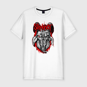 Мужская футболка премиум с принтом Slipknot goat в Петрозаводске, 92% хлопок, 8% лайкра | приталенный силуэт, круглый вырез ворота, длина до линии бедра, короткий рукав | metall | punk | slipknot | метал | панк рок | слипнот