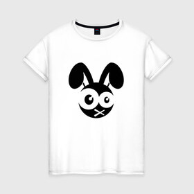 Женская футболка хлопок с принтом Зомби заяц в Петрозаводске, 100% хлопок | прямой крой, круглый вырез горловины, длина до линии бедер, слегка спущенное плечо | заяц | кролик