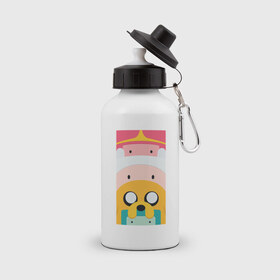 Бутылка спортивная с принтом Adventure Time в Петрозаводске, металл | емкость — 500 мл, в комплекте две пластиковые крышки и карабин для крепления | Тематика изображения на принте: 