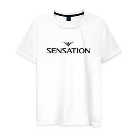 Мужская футболка хлопок с принтом Sensation в Петрозаводске, 100% хлопок | прямой крой, круглый вырез горловины, длина до линии бедер, слегка спущенное плечо. | house | sensation