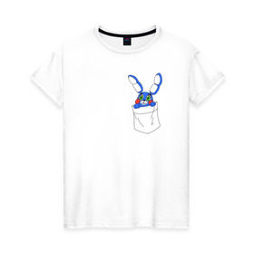 Женская футболка хлопок с принтом Toy Bonnie в кармане FNAF в Петрозаводске, 100% хлопок | прямой крой, круглый вырез горловины, длина до линии бедер, слегка спущенное плечо | fnaf | toy bonnie | карман | фнаф