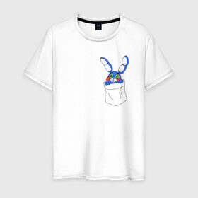 Мужская футболка хлопок с принтом Toy Bonnie в кармане FNAF в Петрозаводске, 100% хлопок | прямой крой, круглый вырез горловины, длина до линии бедер, слегка спущенное плечо. | fnaf | toy bonnie | карман | фнаф