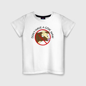 Детская футболка хлопок с принтом Не ешь корову, человек! в Петрозаводске, 100% хлопок | круглый вырез горловины, полуприлегающий силуэт, длина до линии бедер | не ешь корову | человек вегетарианство веган здоро