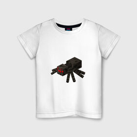 Детская футболка хлопок с принтом Паук в Петрозаводске, 100% хлопок | круглый вырез горловины, полуприлегающий силуэт, длина до линии бедер | майнкрафт | майнкрафт 2