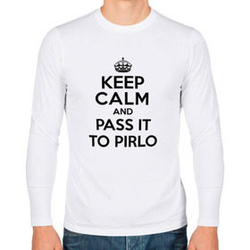 Мужской лонгслив хлопок с принтом Keep calm and pass it to pirlo в Петрозаводске, 100% хлопок |  | Тематика изображения на принте: juventus | keepcalm | пирло