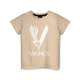 Детская футболка хлопок с принтом Vikings в Петрозаводске, 100% хлопок | круглый вырез горловины, полуприлегающий силуэт, длина до линии бедер | vikings | викинги | сериал