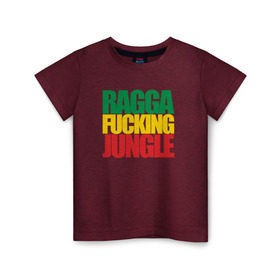 Детская футболка хлопок с принтом Ragga Fucking Jungle в Петрозаводске, 100% хлопок | круглый вырез горловины, полуприлегающий силуэт, длина до линии бедер | jungle | днб | рагга | рагга джангл (ragga jungle)  джангл с более выраженным влиянием ямайской музыкальной культуры.ragga jungle