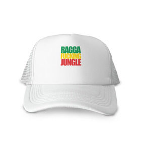 Кепка тракер с сеткой с принтом Ragga Fucking Jungle в Петрозаводске, трикотажное полотно; задняя часть — сетка | длинный козырек, универсальный размер, пластиковая застежка | jungle | днб | рагга | рагга джангл (ragga jungle)  джангл с более выраженным влиянием ямайской музыкальной культуры.ragga jungle