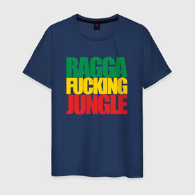 Мужская футболка хлопок с принтом Ragga Fucking Jungle в Петрозаводске, 100% хлопок | прямой крой, круглый вырез горловины, длина до линии бедер, слегка спущенное плечо. | jungle | днб | рагга | рагга джангл (ragga jungle)  джангл с более выраженным влиянием ямайской музыкальной культуры.ragga jungle