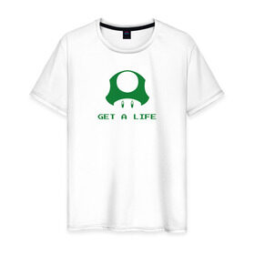 Мужская футболка хлопок с принтом Mario Mushroom в Петрозаводске, 100% хлопок | прямой крой, круглый вырез горловины, длина до линии бедер, слегка спущенное плечо. | lvl up | nintendo | гриб | жизнь | марио | нинтендо
