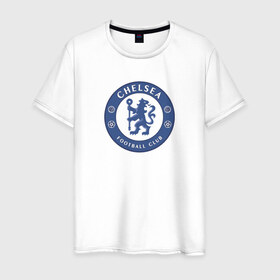 Мужская футболка хлопок с принтом Chelsea FC в Петрозаводске, 100% хлопок | прямой крой, круглый вырез горловины, длина до линии бедер, слегка спущенное плечо. | 