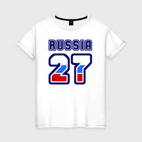 Женская футболка хлопок с принтом Russia - 27 (Хабаровский край) в Петрозаводске, 100% хлопок | прямой крой, круглый вырез горловины, длина до линии бедер, слегка спущенное плечо | 