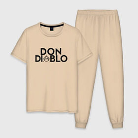 Мужская пижама хлопок с принтом Don Diablo в Петрозаводске, 100% хлопок | брюки и футболка прямого кроя, без карманов, на брюках мягкая резинка на поясе и по низу штанин
 | dj | don diablo | house | хаус
