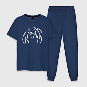 Мужская пижама хлопок с принтом Imagine logo в Петрозаводске, 100% хлопок | брюки и футболка прямого кроя, без карманов, на брюках мягкая резинка на поясе и по низу штанин
 | imagine logo john lennon the beatles
