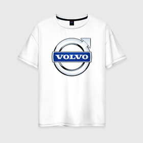 Женская футболка хлопок Oversize с принтом Volvo в Петрозаводске, 100% хлопок | свободный крой, круглый ворот, спущенный рукав, длина до линии бедер
 | volvo | volvoлоготип | грузовик