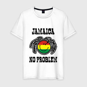 Мужская футболка хлопок с принтом Jamaica в Петрозаводске, 100% хлопок | прямой крой, круглый вырез горловины, длина до линии бедер, слегка спущенное плечо. | bob marley | jamaica | no problem | reggae | растаман | регги