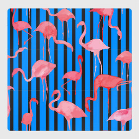 Магнитный плакат 3Х3 с принтом Фламинго в Петрозаводске, Полимерный материал с магнитным слоем | 9 деталей размером 9*9 см | Тематика изображения на принте: 