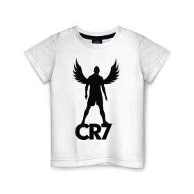Детская футболка хлопок с принтом Ronaldo в Петрозаводске, 100% хлопок | круглый вырез горловины, полуприлегающий силуэт, длина до линии бедер | крылья