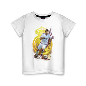Детская футболка хлопок с принтом Ronaldo в Петрозаводске, 100% хлопок | круглый вырез горловины, полуприлегающий силуэт, длина до линии бедер | cristiano | real madrid | ronaldo | кристиано роналдо | реал мадрид | рональдо | спорт | футбол