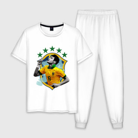 Мужская пижама хлопок с принтом Neymar в Петрозаводске, 100% хлопок | брюки и футболка прямого кроя, без карманов, на брюках мягкая резинка на поясе и по низу штанин
 | неймар