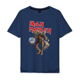 Мужская футболка хлопок Oversize с принтом Iron Maiden в Петрозаводске, 100% хлопок | свободный крой, круглый ворот, “спинка” длиннее передней части | iron maiden | земля | инопланетяне | музыка | олдскул | рок