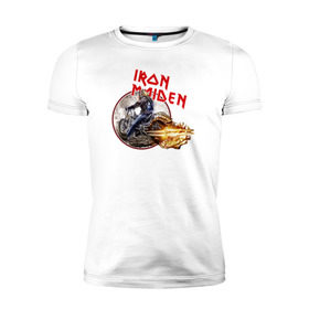 Мужская футболка премиум с принтом Iron Maiden bike в Петрозаводске, 92% хлопок, 8% лайкра | приталенный силуэт, круглый вырез ворота, длина до линии бедра, короткий рукав | скелет