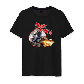 Мужская футболка хлопок с принтом Iron Maiden bike в Петрозаводске, 100% хлопок | прямой крой, круглый вырез горловины, длина до линии бедер, слегка спущенное плечо. | скелет