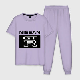 Мужская пижама хлопок с принтом Nissan gtr в Петрозаводске, 100% хлопок | брюки и футболка прямого кроя, без карманов, на брюках мягкая резинка на поясе и по низу штанин
 | gtr | nissan | авто | гтр | нисан
