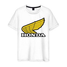 Мужская футболка хлопок с принтом Honda в Петрозаводске, 100% хлопок | прямой крой, круглый вырез горловины, длина до линии бедер, слегка спущенное плечо. | Тематика изображения на принте: крылья