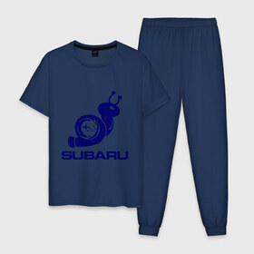 Мужская пижама хлопок с принтом Subaru в Петрозаводске, 100% хлопок | брюки и футболка прямого кроя, без карманов, на брюках мягкая резинка на поясе и по низу штанин
 | subaru | авто | субарик | субару | турбина | улитка