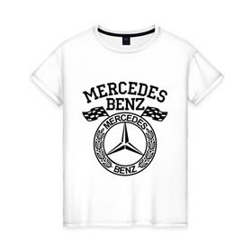 Женская футболка хлопок с принтом Mercedes Benz в Петрозаводске, 100% хлопок | прямой крой, круглый вырез горловины, длина до линии бедер, слегка спущенное плечо | benz | merсedes | авто | бенз | мерседес