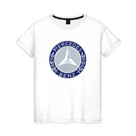 Женская футболка хлопок с принтом Mersedes benz в Петрозаводске, 100% хлопок | прямой крой, круглый вырез горловины, длина до линии бедер, слегка спущенное плечо | benz | mersedes | авто | бенз | лого | мерседес