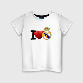 Детская футболка хлопок с принтом Love Real Madrid в Петрозаводске, 100% хлопок | круглый вырез горловины, полуприлегающий силуэт, длина до линии бедер | Тематика изображения на принте: love | real madrid | реал мадрид | спорт | футбол