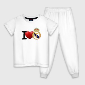 Детская пижама хлопок с принтом Love Real Madrid в Петрозаводске, 100% хлопок |  брюки и футболка прямого кроя, без карманов, на брюках мягкая резинка на поясе и по низу штанин
 | Тематика изображения на принте: love | real madrid | реал мадрид | спорт | футбол