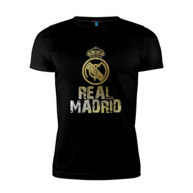 Мужская футболка премиум с принтом Real Madrid в Петрозаводске, 92% хлопок, 8% лайкра | приталенный силуэт, круглый вырез ворота, длина до линии бедра, короткий рукав | Тематика изображения на принте: real madrid | реал мадрид | спорт | футбол