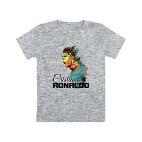 Детская футболка хлопок с принтом Cristiano Ronaldo в Петрозаводске, 100% хлопок | круглый вырез горловины, полуприлегающий силуэт, длина до линии бедер | 