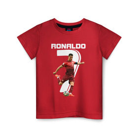 Детская футболка хлопок с принтом Ronaldo в Петрозаводске, 100% хлопок | круглый вырез горловины, полуприлегающий силуэт, длина до линии бедер | Тематика изображения на принте: роналдо