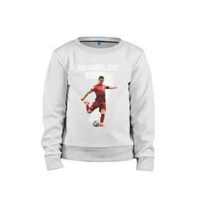 Детский свитшот хлопок с принтом Ronaldo в Петрозаводске, 100% хлопок | круглый вырез горловины, эластичные манжеты, пояс и воротник | Тематика изображения на принте: роналдо