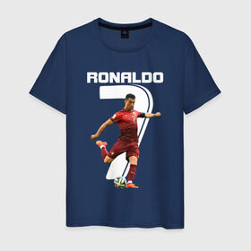 Мужская футболка хлопок с принтом Ronaldo в Петрозаводске, 100% хлопок | прямой крой, круглый вырез горловины, длина до линии бедер, слегка спущенное плечо. | роналдо