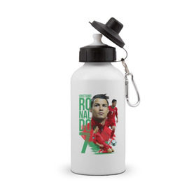 Бутылка спортивная с принтом Ronaldo в Петрозаводске, металл | емкость — 500 мл, в комплекте две пластиковые крышки и карабин для крепления | Тематика изображения на принте: роналдо
