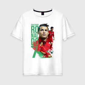 Женская футболка хлопок Oversize с принтом Ronaldo в Петрозаводске, 100% хлопок | свободный крой, круглый ворот, спущенный рукав, длина до линии бедер
 | роналдо
