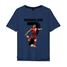 Мужская футболка хлопок Oversize с принтом Ronaldo в Петрозаводске, 100% хлопок | свободный крой, круглый ворот, “спинка” длиннее передней части | Тематика изображения на принте: роналдо